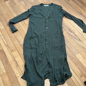 Women’s olive green long duster/ sweater